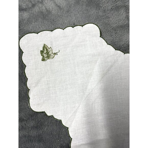 Vtg Embroidered Hndmde Linen Tablecloth 17x17 Square Cottage Country Core Fruits - Picture 6 of 9